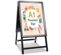 STANDNEE Panneau de Trottoir Exterieur A1 Pavement Signe Cadre Panneau Double Face Affichage A-Board Porte Affiche Porte-Signe Pour La Publicité (Noir-A1)