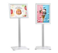 STANDNEE Porte affiche a3 sur pied Présentoir Robuste Stand d’enseignes Support de sol Porte-enseignes, Présentoir d’affiches Socle Panneaux debout pour annonces, menu, avis, fêtes (argent)