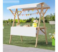 Stands de marché fermiers légers avec auvent, chariot de vente mobile pliable for extérieur, présentoir portable for aliments, fruits et fleurs for les expositions d'artisanat de rue(White,Width/150cm