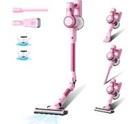 STANEW Aspirateur sans fil Pliable, 33Kpa Aspirateur sans fil, 320W Cordless Vacuum Cleaner, 40Min. d'autonomie, LED, pour poils d'animaux tapis voiture sols durs canapés etc(Rose tendre)