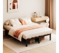 Stanew Cadre de Lit 140 x 190 avec Sommier, 2 Personnes Double Hauteur 36 cm avec Rangement sous Le lit, Cadre de lit Plateforme en métal, Montage Facile, pour Adultes, Enfants Bed - Noir