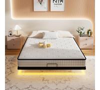 Stanew Cadre de Lit 140 x 200 avec Sommier, Design Flottant avec Éclairage LED, Structure en Métal, Cachées Jambes, Sommier 140x200 pour Tous Les Matelas