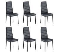 Stanew Chaise de Salle à Manger Lot de 6, Chaise de Cuisine avec Pieds en métal, Chaise de Salon rembourrée, Chaise rétro avec Coutures Blanches (Noir Lot de 6)
