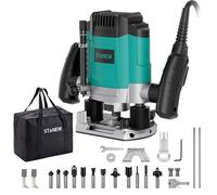 STANEW Défonceuse Verticale Electrique 1200W 16000-30000 RPM , Profession Fresatrice Verticale avec Set de 12 fraises,6 Vites