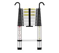 STANEW Échelle Télescopique 3,8M en Aluminium Bricolage Pliable, Accoudoir Amovible, Extensible Unique Droite Multi-Fonction Ladder,Charge Maximale 150kg