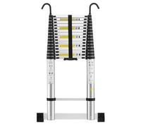 STANEW Échelle Télescopique 6,2M en Aluminium Bricolage Pliable, Accoudoir Amovible et Barre d'équilibre, Extensible Unique Droite Multi-Fonction Ladder,Charge Maximale 150kg