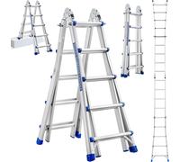 STANEW Echelle télescopique aluminium multifonction 5.1 M, Echelle aluminium pliante Echelle d'appui 4x5nombre de barreaux, Echelle d'appui Echelle pliante Echelle multifonction Choix de la taille, Ma
