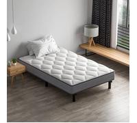 STANEW Ensemble Matelas et Sommier 90x190x18cm,Matelas à Ressorts ensachés et Robuste Cadre de lit en Fer avec 6 Pieds
