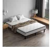 STANEW Ensemble Matelas & Sommier 140x190x15cm, Mousse Mémoire, Cadre Fer 6 Pieds, Résilient & Respirant