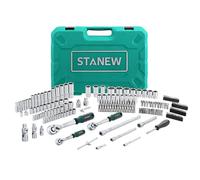 STANEW Jeu de Clés à Douille professionnelles 192 pièces 1/4" 3/8" 1/2" CR-V, comprend 3 clés à cliquet à dégagement rapide, douilles standard/profondes/E-Torx, coffret à outils moulé par injection