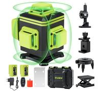 STANEW Laser chantier 4 x 360°,Autonivelant Niveau Laser Vert 4D 16 Line Ligne Laser Verte Horizontal et Verticale avec Télécommande Intégrée