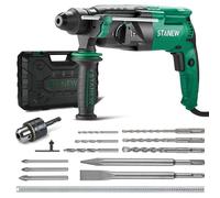 STANEW Marteau Perforateur Filaire SDS Plus 950W avec 16 Accessoires, Marteau Perforateur 0-1150RPM/5100BPM avec 4 Fonctions et Embrayage de Sécurité,Vitesse Variable,Béton, Acier, Bois