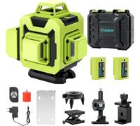 Stanew Niveau Laser 360°x 4 Chantier Autonivelant,Lazer Niveaux 4D 16 Lignes Laser,Nivellement Automatique, Support Rotatif, Télécommande,2x2400 mAh Batterie,Autonivellement et Mode Pulsé Extérieur