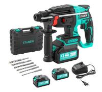 STANEW Perforateur Sans Fil, Perceuse à Percussion con SDS-Plus Mandrin, Moteur Sans Balais, 4500BPM, 1000RPM, 6x Forets, énergie de frappe 2J, 2*Batterie 20V 4.0Ah