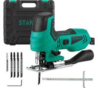 STANEW Scie sauteuse 650 watts,5 x lame de scie sauteuse, 3000 tr/min, Scie sauteuse électrique, Angle d'inclinaison ±45°, 6 vitesses réglables, Changement de lame sans outil, Convient pour bois, méta