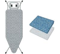 STANEW Table a Repasser 120 x 45 cm,Planche a Repasser Pliable, avec 2 Housses en Coton 100%,pour Centrale Vapeur,Système Anti-Fermeture,Hauteur Réglable,Support de Fer Intégré, Pieds Antidérapants