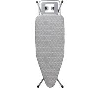 STANEW Table a Repasser 120 x 45 cm,Planche a Repasser Pliable,pour Centrale Vapeur,Système Anti-Fermeture,Hauteur Réglable,avec Housse en 100% Coton,Support de Fer Intégré, Pieds Antidérapants(Gris)