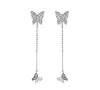 STANG 925 Argent Aiguille personnalité Mode Papillon Longues Boucles d'oreilles Gland Double Usage arrière Boucles d'oreilles Pendantes Femmes Exquis Bijoux Cadeau