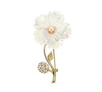 STANG 925 Argent plaqué rétro Coquille Naturelle Blanc Grande Fleur Broche Nacre Broche Femme Haut de Gamme pin Badge Accessoires Cadeau