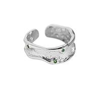 STANG Bague en Argent 925 Vent Froid irrégulier concave et Convexe Large Visage bagues pour Femmes Bague réglable Ouverte