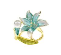 STANG Perle émail Fleur de lys Broches pour Femmes Dame 2 Couleurs Classique beauté Fleur Broche Broche Cadeaux