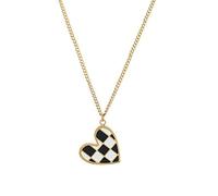 STANG Personnalité créative Damier Noir et Blanc Amour plaqué Or 18 carats Collier Pendentif Femmes Exquis Bijoux Cadeau