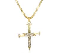 STANG Personnalité exagérée Hip-hop Clou Croix Collier Rue Tendance incrusté Strass Pendentif créatif Punk Collier Bijoux Cadeau