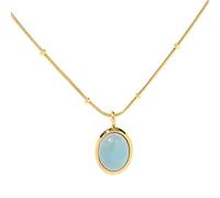 STANG Personnalité Simple Titane Acier plaqué Or 18 carats Aigue-Marine Collier Pendentif Femmes lumière Luxe tempérament Bijoux Cadeau