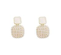 STANG S925 Argent Aiguille Mode Perle géométrique carré Boucles d'oreilles Femmes lumière Luxe Petit tempérament Exquis Bijoux Cadeau