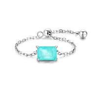 STANG S925 Argent Imitation Paraiba Tourmaline réglable Bague élégante lumière Luxe tempérament Bague Femme