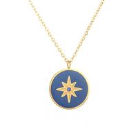 STANG Vintage étoile à Huit Branches Boussole Pendentif Rond Collier Titane Acier plaqué Or 18 carats Femmes Exquis Bijoux Cadeau