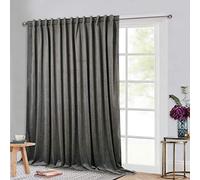 StangH 1 Panneau de séparation de pièce - Rideau Extra Long en Velours pour Salon, cinéma Maison, Porte coulissante à Isolation Thermique, Gris, 254 x 304,8 cm (l x L)