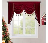 StangH Cantonnière en Velours occultant Super Doux pour décoration de Noël, Rideaux de fenêtre occultants pour Cuisine, Chambre à Coucher, 150 cm de Large, Rouge théâtre, 1 Panneau, Motif Cascade