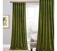 StangH Lot de 1 Rideau de fenêtre en Velours à Isolation Thermique avec Languette arrière pour Chambre à Coucher, Salon, Ferme, Bureau, 132 x 213 cm, Vert Olive