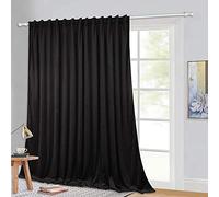 StangH Lot de 1 Rideau occultant Extra Large en Velours pour Porte coulissante en Verre pour Salon, Salle à Manger, Salon, Noir, 254,4 x 274,3 cm (l x L)