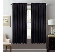 StangH Lot de 2 Panneaux de Rideaux occultants en Velours épais Super Doux avec Passe-Tringle - Rideaux à économie d'énergie pour l’Hiver et l’été, pour Cuisine/Bureau, 132 x 160 cm (l x L), Noir