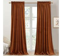 StangH Lot de 2 Panneaux de Rideaux occultants en Velours pour l’Automne - Rideaux d’intimité pour fenêtre de Salon, Porte coulissante de terrasse, Salle à Manger, 132 x 243 cm (l x L), Orange brûlé