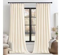 StangH Lot de 2 Panneaux de Rideaux occultants Extra Longs en Velours épais avec Passe-Tringle - Rideaux pour Salon, Villa, Couloir, hôpital, 132 x 274 cm (l x L), Ivoire