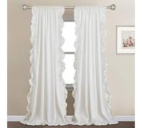 StangH Lot de 2 Rideaux à Volants pour Chambre à Coucher, Style Rustique Shabby Chic, Protection de l'intimité pour Salle à Manger, Salle de Bain, Salon, dortoir, Chalet, Campagne, Blanc, 132,1 x