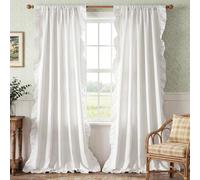 StangH Lot de 2 Rideaux à Volants pour Chambre à Coucher, Style Rustique Shabby Chic, Protection de l'intimité pour Salle à Manger, Salle de Bain, Salon, dortoir, Chalet, Campagne, Blanc, 132,1 x