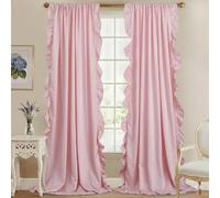 StangH Lot de 2 Rideaux festonnés de 213,4 cm de Long, Rideaux festonnés à Volants pour Chambre de Fille/Dressing, avec Passe-Tringle, 132,1 x 213,4 cm (l x L), Rose pâle
