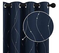 StangH Lot de 2 rideaux occultants à isolation thermique avec œillets - Rideaux à isolation thermique avec œillets et motif à pois argentés pour chambre à coucher, salle d'étude, 132,1 x 160 cm (l x L
