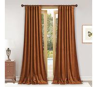 StangH Lot de 2 Rideaux occultants en Velours à Isolation Thermique avec Pattes arrière pour Porte de terrasse coulissante/Bureau, 132,1 x 228,6 cm (l x L), Orange brûlé