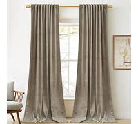 StangH Lot de 2 Rideaux occultants Extra Longs en Velours Taupe à Isolation Thermique pour Couloir et Villa, résistant au Froid pour Porte, 132,1 x 300,8 cm (l x L)