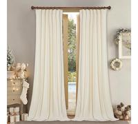 StangH Rideaux Extra Longs en Velours Blanc Ivoire - Rideaux occultants de Luxe pour fenêtre de Mariage/fête, Protection de l'intimité pour Porte coulissante pour Salon, 132,1 x 274,3 cm, 2 Panneaux