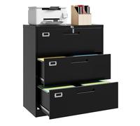 STANI Classeur latéral avec serrure, armoire de classement en métal à 3 tiroirs, armoire de classement latérale avec serrure pour bureau à domicile, grande armoire de classement en acier métallique