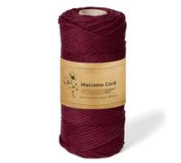 STANKE Fil macramé 3mm 100 m couleur Bordeaux - fil de coton pour crochet, DIY boho, paniers, attrape-rêves - corde coton pour guirlandes, dessous de verre, sacs - 100% cotton, torsadé, grande bobine