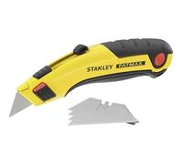 Stanley 0-10-778 Couteau avec Lame Rétractable Gamme Fatmax - Système InstantChange - Corps en Acier - Essuie-Lame - Contient Jusqu’À 5 Lames - Repose Doigt en Caoutchouc - Fourni avec 5 Lames
