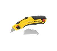 Stanley 0-10-778 Couteau avec Lame Rétractable Gamme Fatmax - Système InstantChange - Corps en Acier - Essuie-Lame - Contient Jusqu’À 5 Lames - Repose Doigt en Caoutchouc - Fourni avec 5 Lames