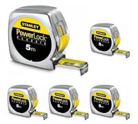 STANLEY 0-33-191 Powerlock Mètre à ruban, 5 mètres, ruban 19 mm (Lot de 5)